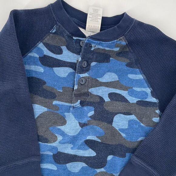 Gymboree Boys‎ Cotton Waffle Henley Blue/Camo Size 4T - Picture 2 of 4